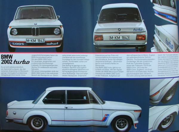 BMW 2002 Turbo Modellprogramm 1973 Automobilprospekt (0408)